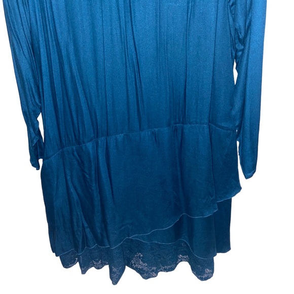 Coline Dress Womens XXL 2X Layered Lace Long Sleeve Boho Lagenlook Teal Blue New - Picture 4 of 10